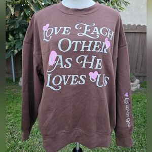 Cold Crush Brown and Pink Graphic Crewneck Sweater Size Small